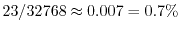 $23/32768\approx0.007=0.7\%$